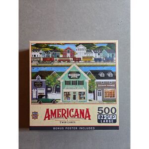 Master Pieces Americana Twin Lakes 500 pc Gail Fraser EZ grip Complete Preowned